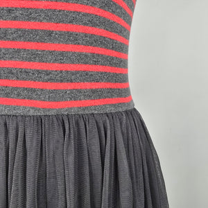 Matilda Jane T'WAS THE NIGHT Dress Red Stripes Tulle Overlay Size XS