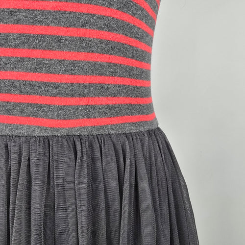 Matilda Jane T'WAS THE NIGHT Dress Red Stripes Tulle Overlay Size XS