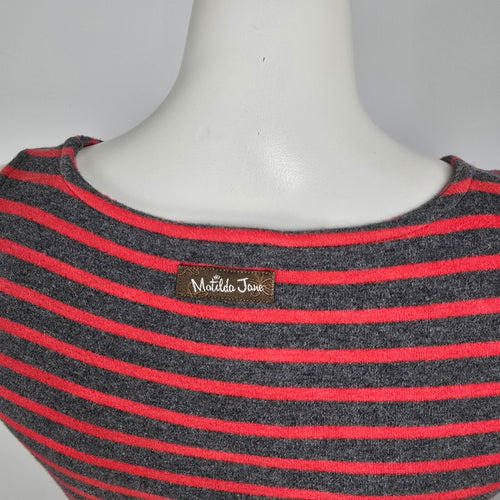 Matilda Jane T'WAS THE NIGHT Dress Red Stripes Tulle Overlay Size XS
