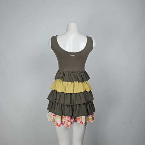 Matilda Jane Serendipity Grey & Yellow Ruffle Sleeveless Dress Size S