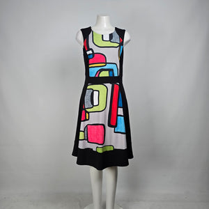 Art by Dolcezza Vibrant Colorful Abstract Print Midi Dress Size M