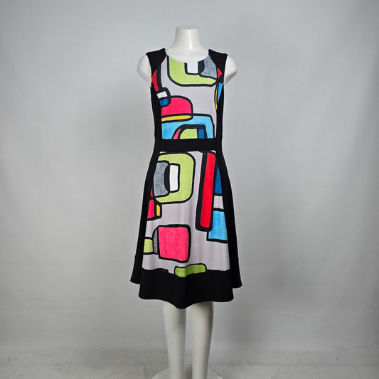 Art by Dolcezza Vibrant Colorful Abstract Print Midi Dress Size M