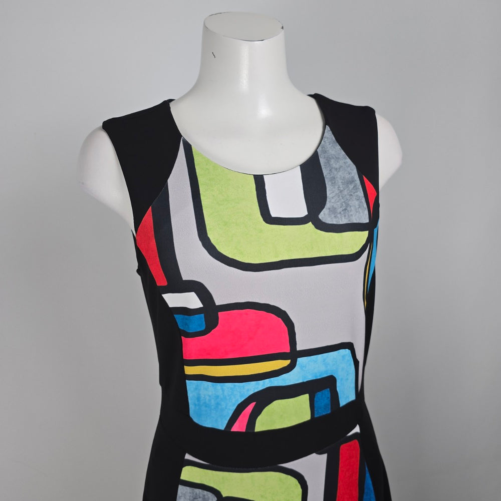 Art by Dolcezza Vibrant Colorful Abstract Print Midi Dress Size M