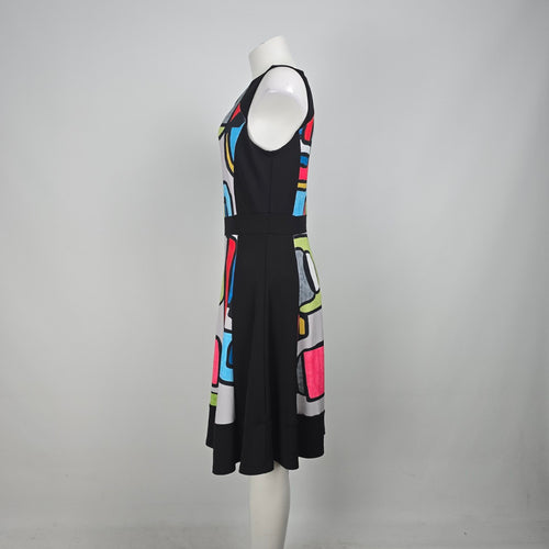Art by Dolcezza Vibrant Colorful Abstract Print Midi Dress Size M