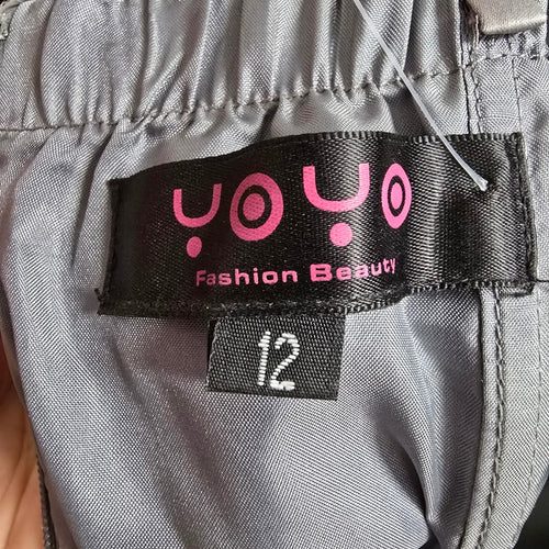 YoYo Silver Silky Ruched Mini Party Dress Size 12