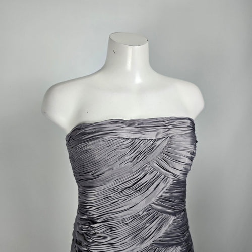 YoYo Silver Silky Ruched Mini Party Dress Size 12