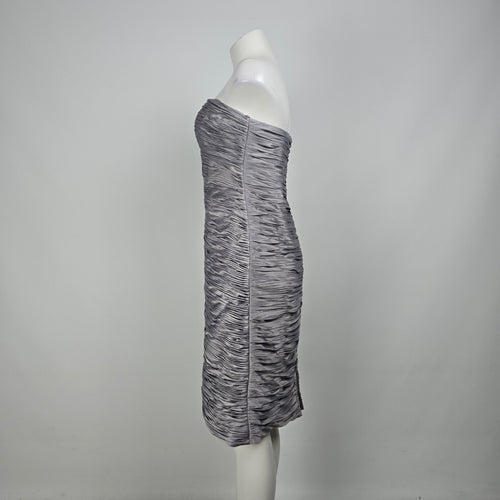 YoYo Silver Silky Ruched Mini Party Dress Size 12