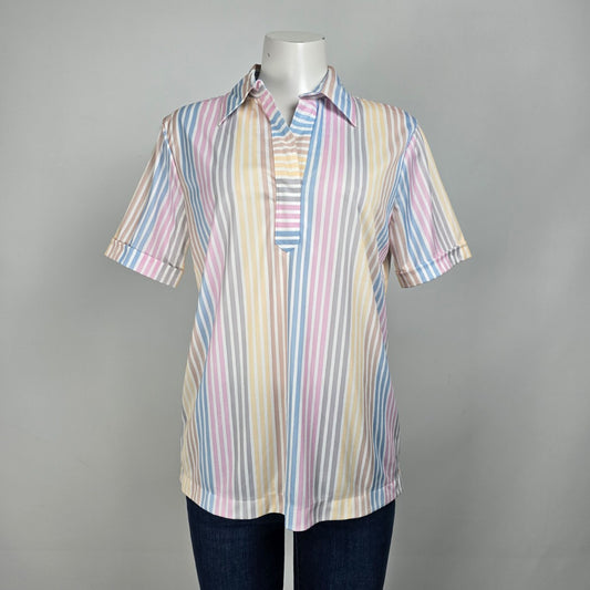 Vintage Sears The Comfort Shirt Blue & Pink Stripped Shirt Size L/XL