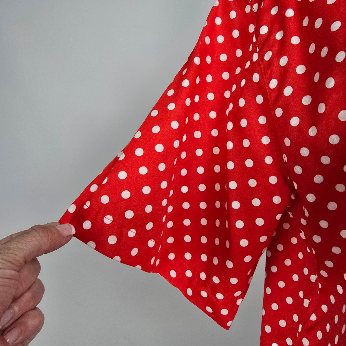 Vintage Tabi International Red Polka Dot Button Up Blouse Top Size 12