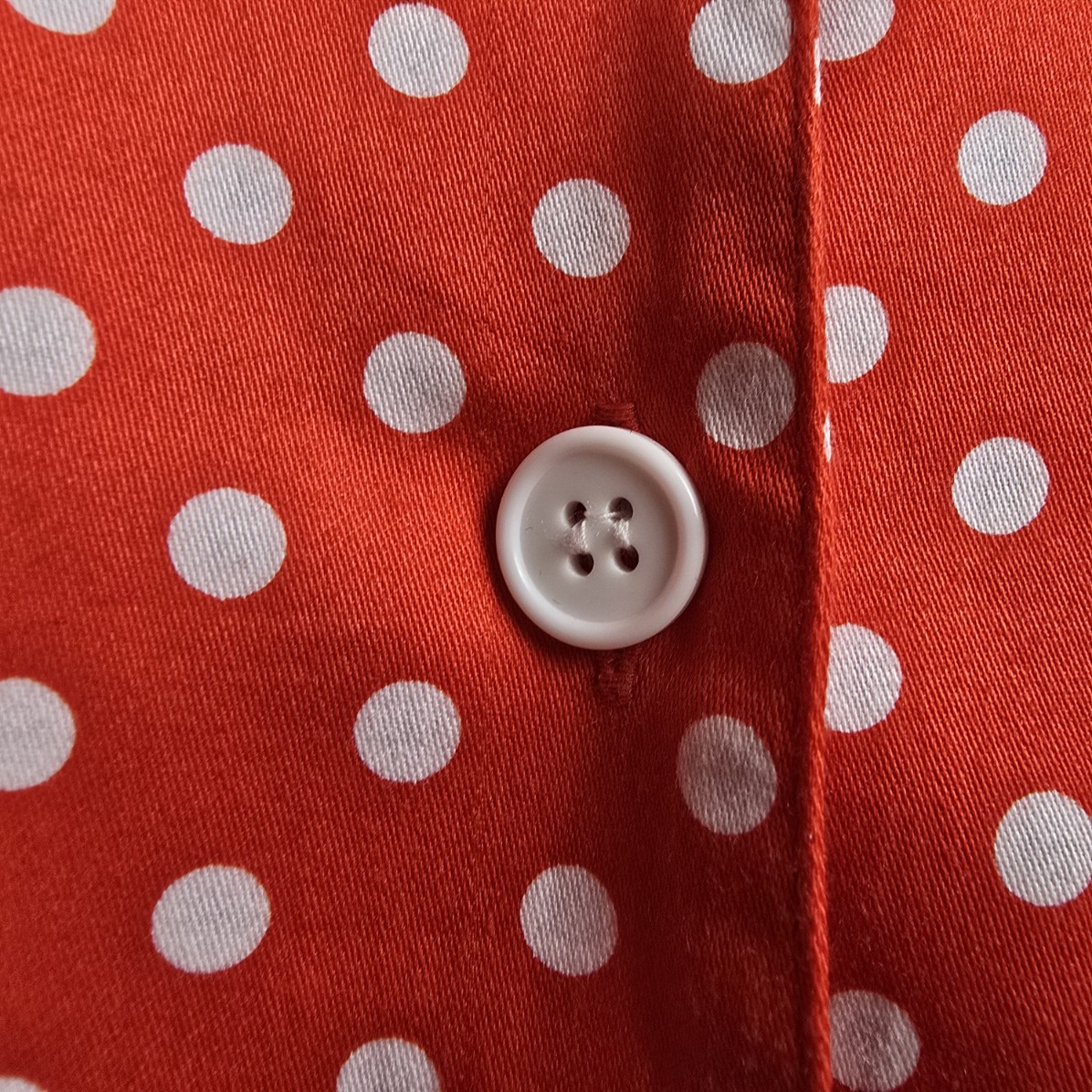 Vintage Tabi International Red Polka Dot Button Up Blouse Top Size 12