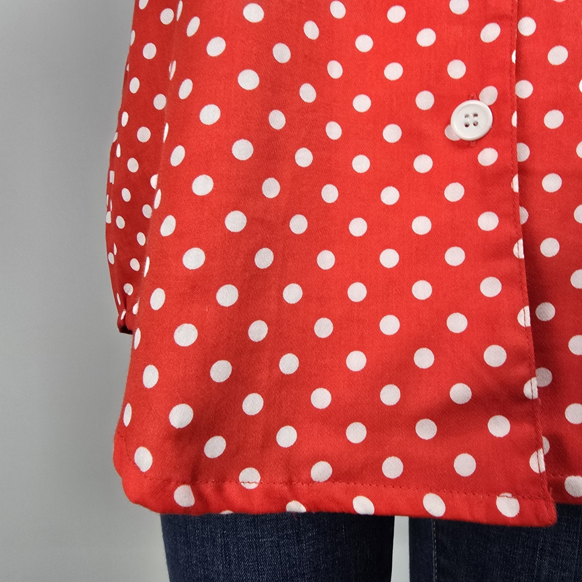 Vintage Tabi International Red Polka Dot Button Up Blouse Top Size 12