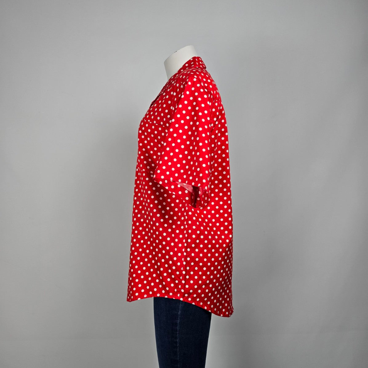 Vintage Tabi International Red Polka Dot Button Up Blouse Top Size 12