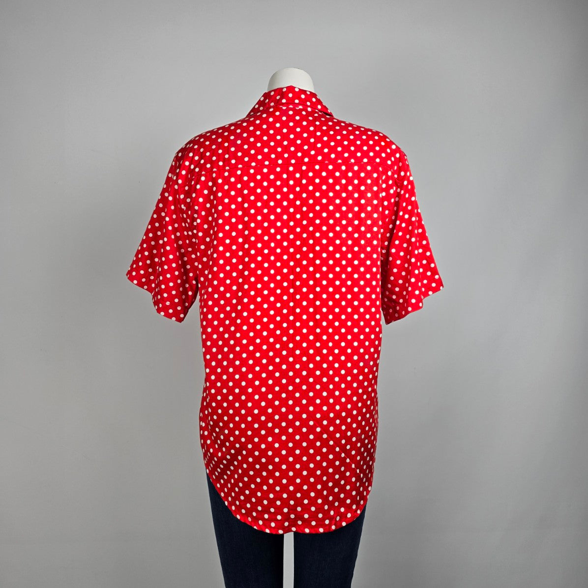 Vintage Tabi International Red Polka Dot Button Up Blouse Top Size 12