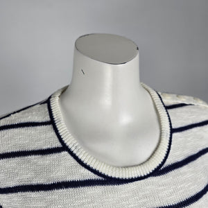 Vintage Paris Star White Stripped Knit Sweater Size M