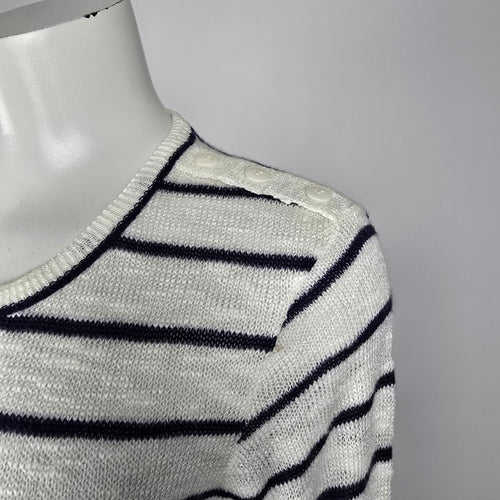 Vintage Paris Star White Stripped Knit Sweater Size M
