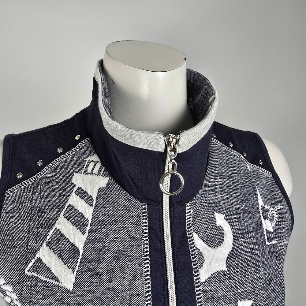 Art by Dolcezza Blue Nautical Zip Us Vest Size S