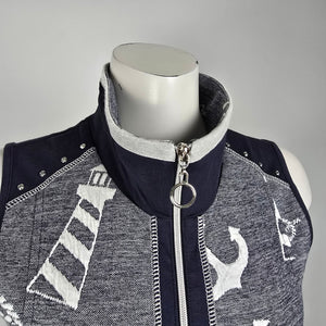 Art by Dolcezza Blue Nautical Zip Us Vest Size S