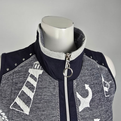 Art by Dolcezza Blue Nautical Zip Us Vest Size S