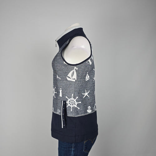 Art by Dolcezza Blue Nautical Zip Us Vest Size S