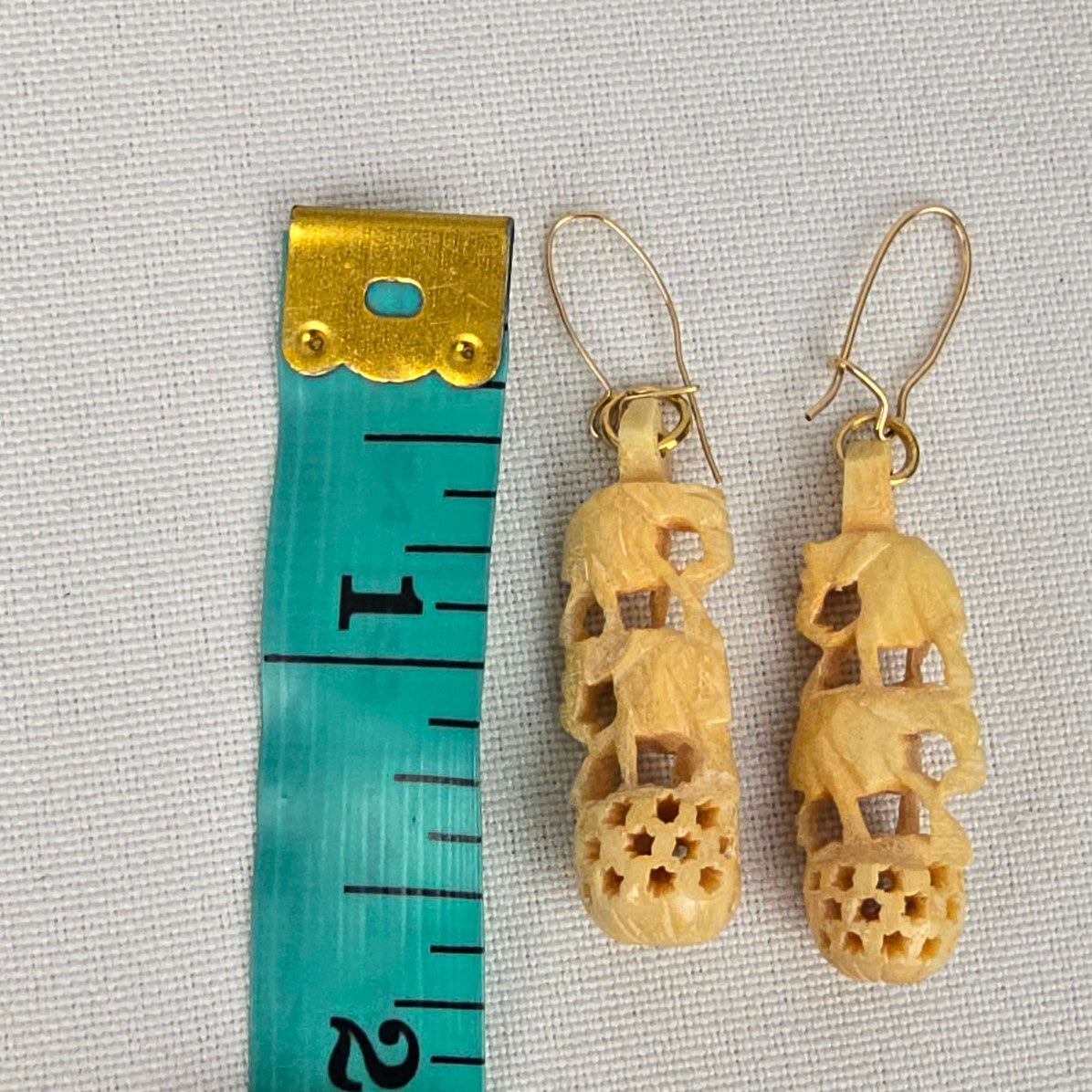Vintage Carved Elephant Earrings