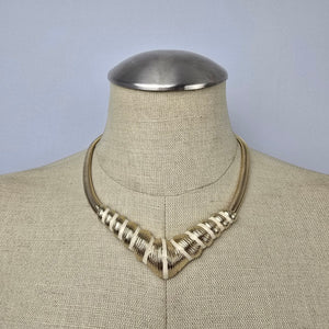 Vintage Gold & Cream Enamel Collar Necklace