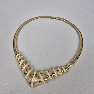 Vintage Gold & Cream Enamel Collar Necklace