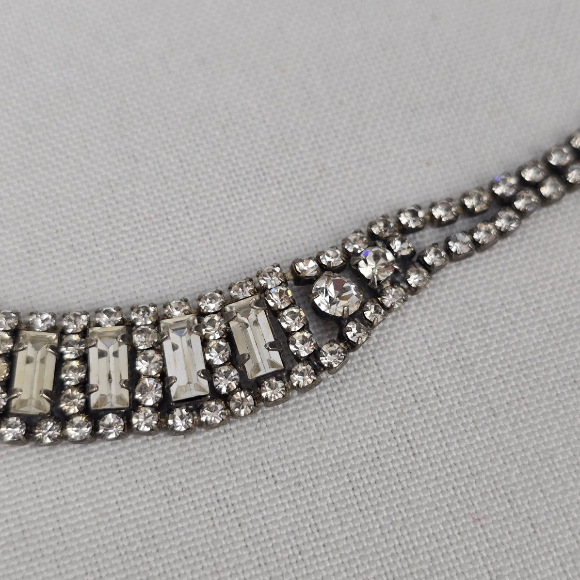 Vintage Silver Crystal Collar Necklace