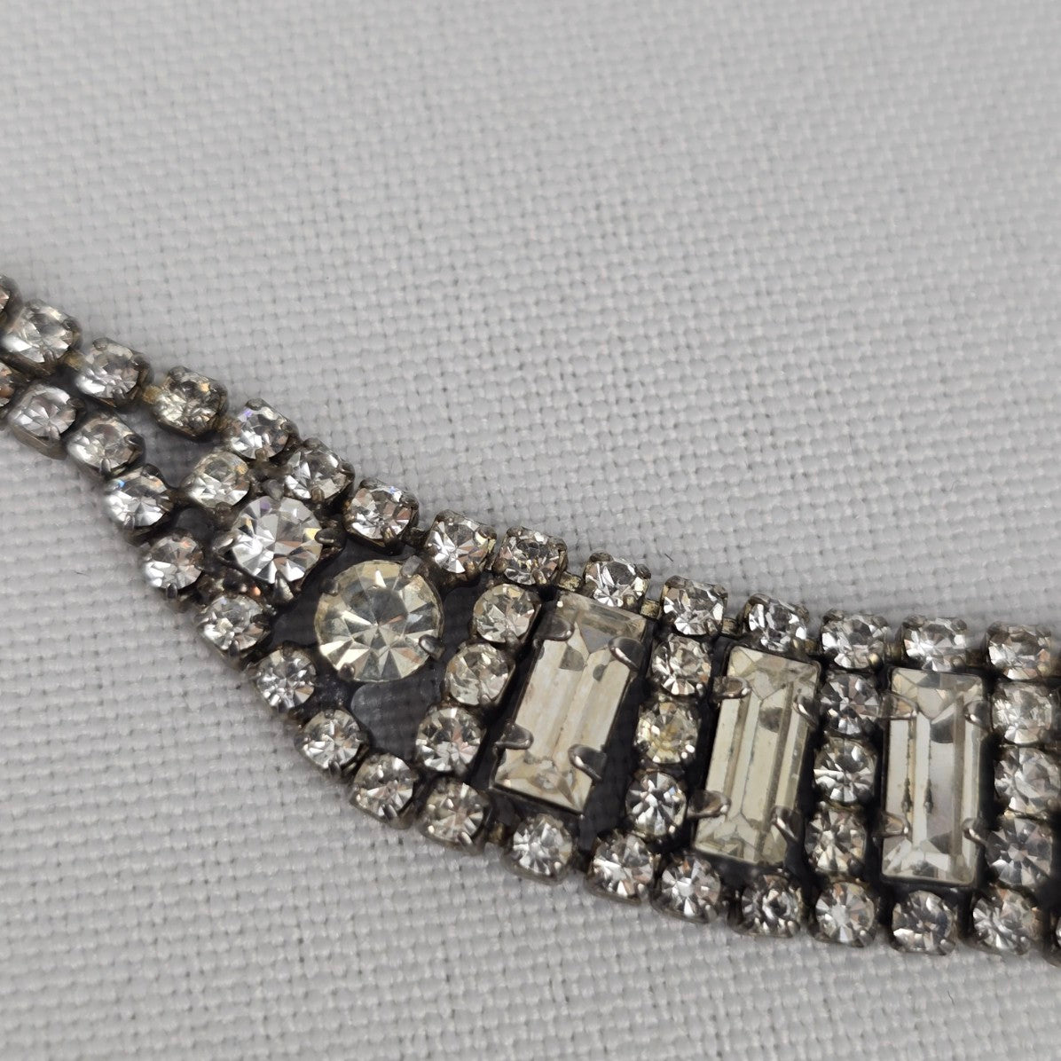 Vintage Silver Crystal Collar Necklace