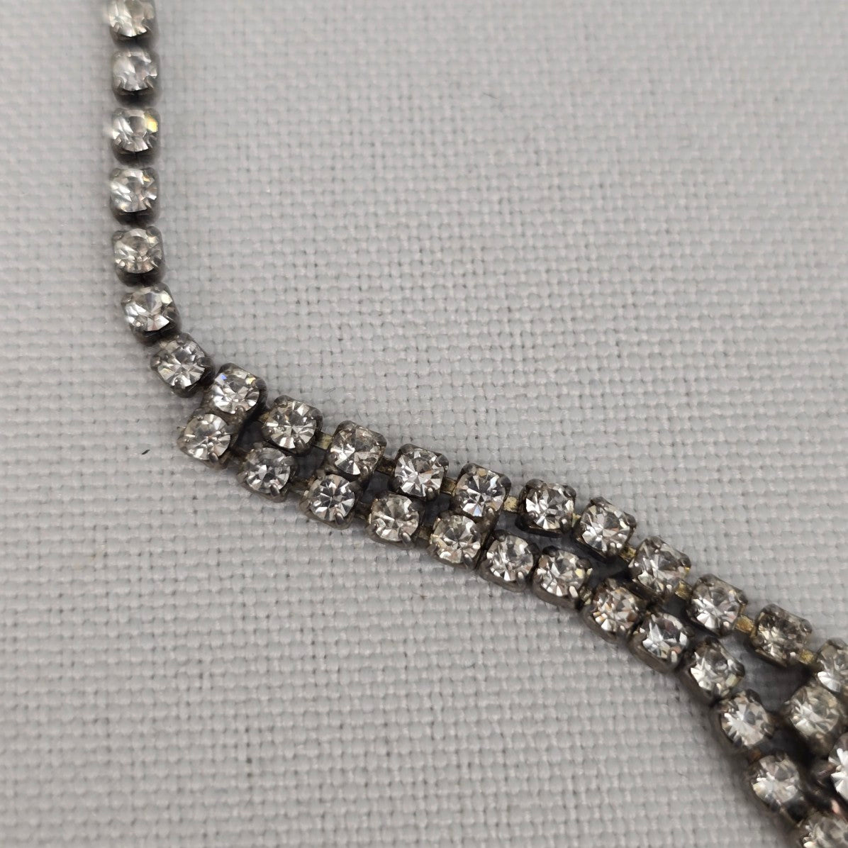 Vintage Silver Crystal Collar Necklace