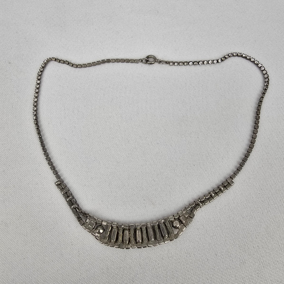 Vintage Silver Crystal Collar Necklace