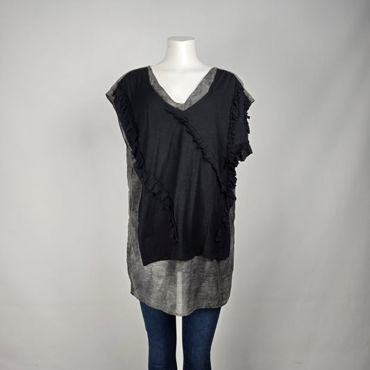 Miriam Ponsa Grey Cotton & Silk Short Sleeve Tunic Top Size 8