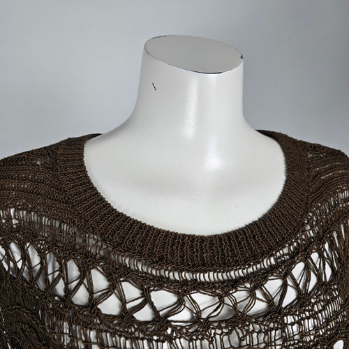 Anne Klein Brown Open Knit Short Sleeve Tops Size S