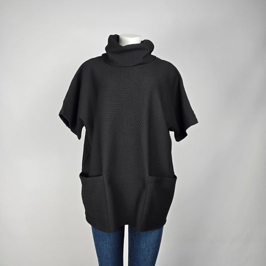 Papillon Black High Neck Poncho Top Size M