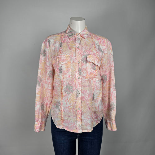 Tommy Bahama Pink Floral Button Up Blouse size M