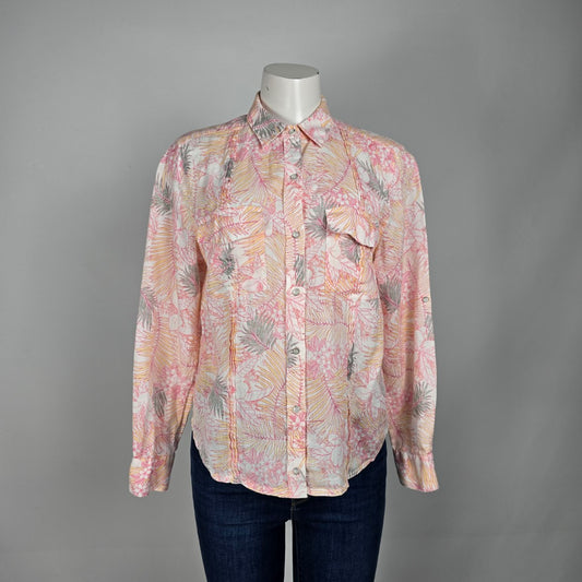 Tommy Bahama Pink Floral Button Up Blouse size M