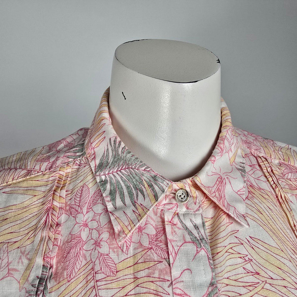 Tommy Bahama Pink Floral Button Up Blouse size M