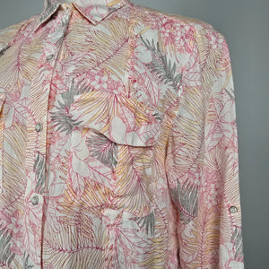 Tommy Bahama Pink Floral Button Up Blouse size M