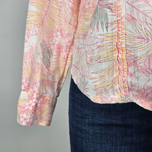 Tommy Bahama Pink Floral Button Up Blouse size M