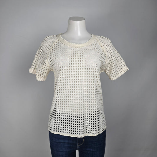 Maison Scotch Miami Deco Cream Eyelet Detail Blouse Size M