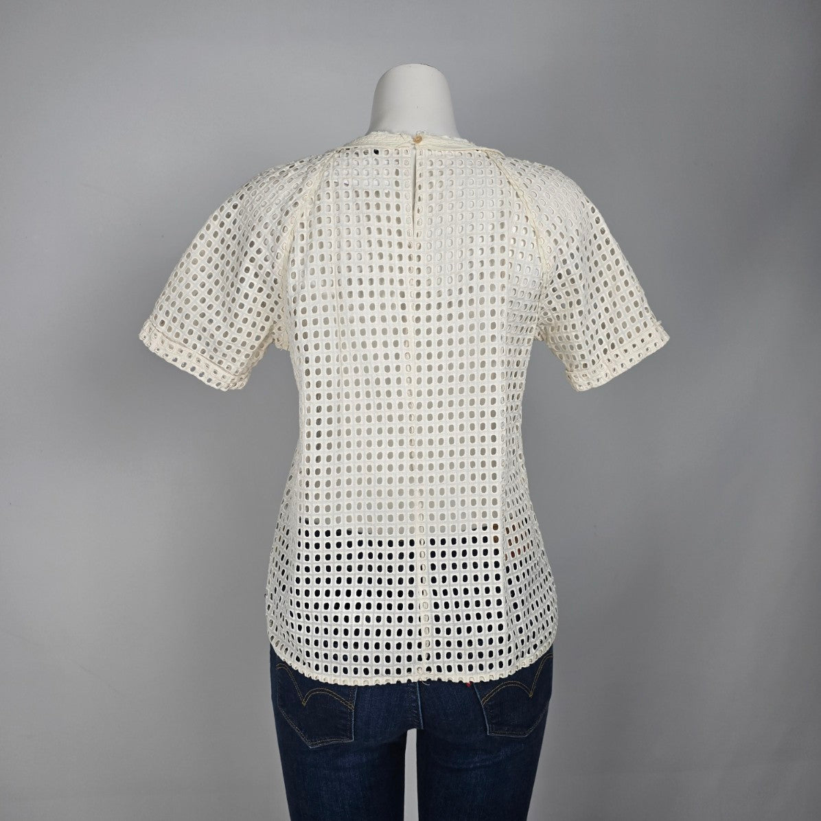 Maison Scotch Miami Deco Cream Eyelet Detail Blouse Size M