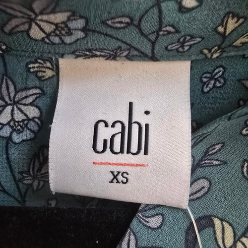 Cabi Blue Floral Sheer Collared High Low Blouse Top Size XS
