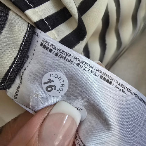 MNG Italian Fabric Cream & Black High Neck Blouse Size XS