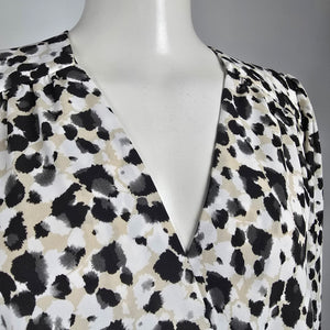 Cabi Leopard Animal Print Ruched Sleeve Wrap Top Size S
