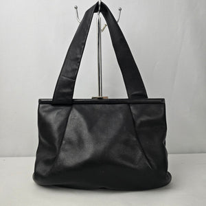 Vintage Madell Gold Pfeil Black Leather Top Handle Purse