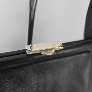 Vintage Madell Gold Pfeil Black Leather Top Handle Purse
