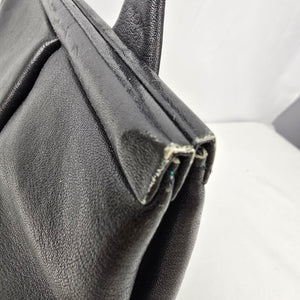 Vintage Madell Gold Pfeil Black Leather Top Handle Purse