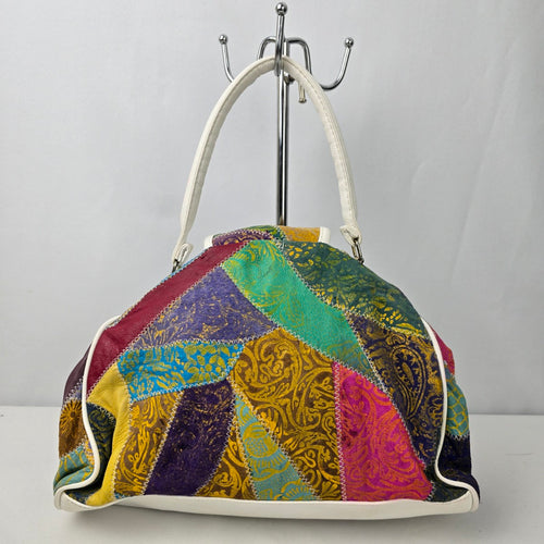 Vintage Suede & Leather Patchwork Top Handle Purse