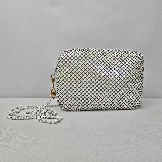 Vintage White Metallic Chain Mail Mini Shoulder Purse