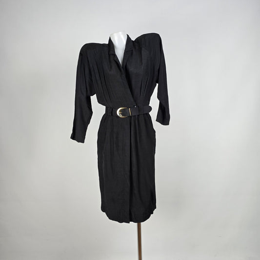 TC Petites Black Collar Belted Shirt Dress Size 5/6