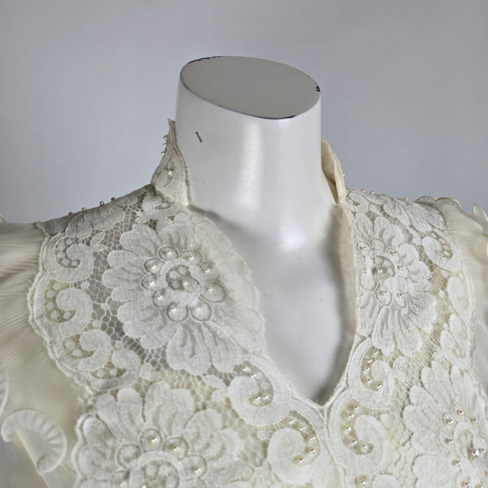 Vintage Party Time White Empire Waist Wedding Gown Size S